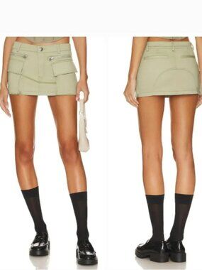 Revolve h:ours Clara Mini Skirt in Sage Green Medium